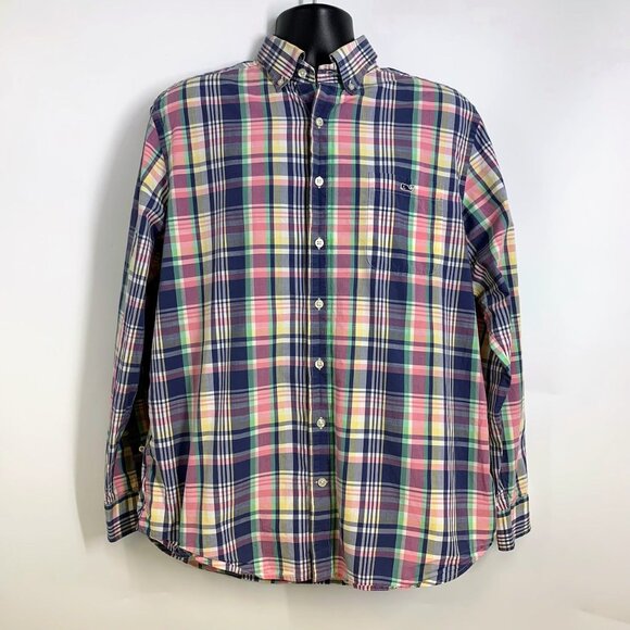 Vineyard Vines Men's Slim Fit Tucker Plaid 100% Cotton Button Up Shirt Size L - Picture 1 of 11